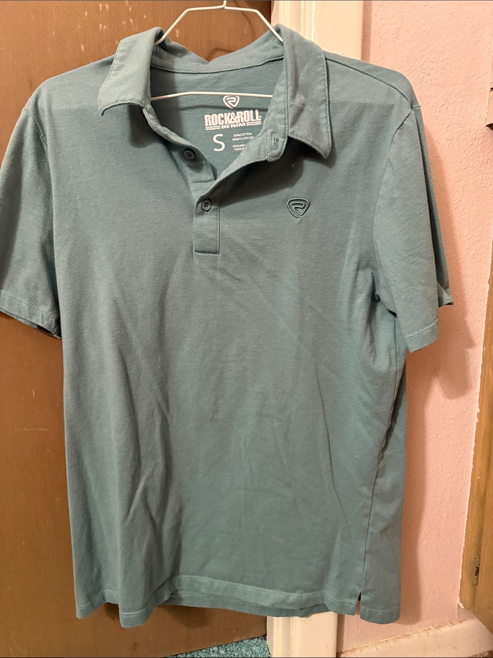 Rock & Roll Denim Men's Short-Sleeve Polo in Teal